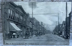 Bridgeport, OH. Belmont Co. Main Street. Business Section. Mailed 1908. SCARCE ! - Picture 1 of 4
