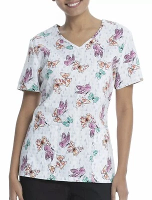 Scrubstar Women’s Butterfly V-Neck Print Scrub Top Size Small NWT - Image 1 of 3
