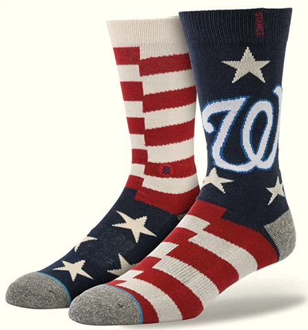 STANCE MLB Washington Nationals Red Navy Blue Brigade DC 2 Crew Socks Mens Sz L Cover