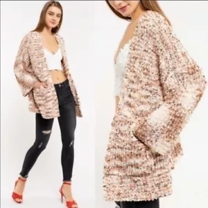 POL Soft Popcorn Knit Open Front Chunky Oversized Cardigan Multicolor SIZE Small - Picture 1 of 7