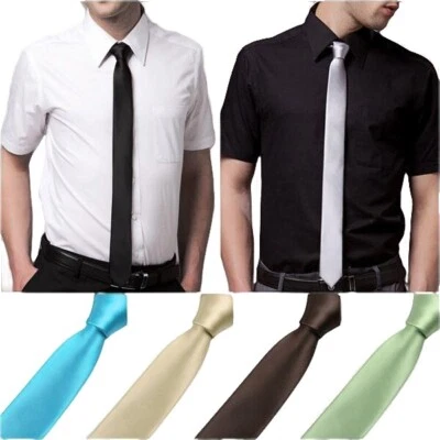 Mens & Boys Plain Ties Formal Wedding Male Boy Neck Tie Choose Colour - image 1 of 4