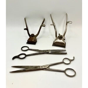 Barber Shop Bundle Vintage Manual Hair Clippers Shears & Thinning Shears - Picture 1 of 5