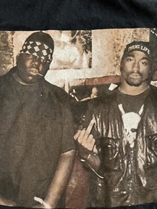 Biggie Smalls Notorious BIG Tupac 2PAC T Shirt Large Black Original Flavor VTG - Picture 1 of 9