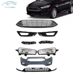 Front Bumper Cover Upper Lower Complete Grills Set Fit For 2015-2018 Ford Focus - Picture 1 of 12