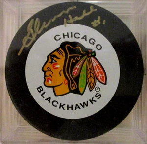 Autographed Glenn Hall Chicago Blackhawks Puck with the inscription #1! - Picture 1 of 2