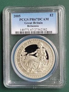 2005 Great Britain UK Britannia 0.958 1 oz Silver PROOF coin PCGS PR67 DCAM - Picture 1 of 2