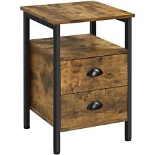 Nightstand BedSide Table with 2 Drawers and Open Shelf Wooden End Table for Home