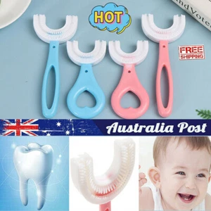 Baby Toothbrush U-shaped Silicone Brush Head Cleaning Teeth for Kids 2-12 Year O - Picture 1 of 9