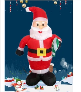 Aufblasbarer Weihnachtsmann mit Zuckerstange 120 cm Santa Geschenk LED X - Bild 1 von 5