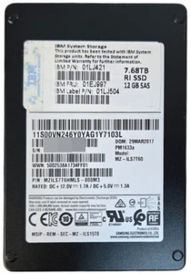 IBM Samsung 7.68TB 12G SAS SFF SSD 100% Life Left 01EJ997 MZILS7T6HMLS-000M3 - Afbeelding 1 van 1