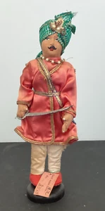 Muñeca de tela hecha a mano vintage de 9" India Maharaj - Imagen 1 de 8
