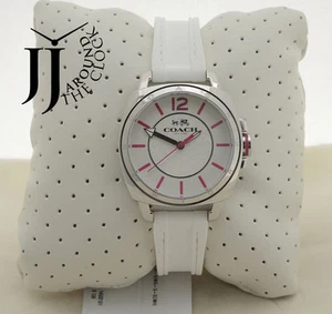 NEW COACH BOYFRIEND SMALL WHITE SILICON RUBBER STRAP WATCH 14502131 - Picture 1 of 5