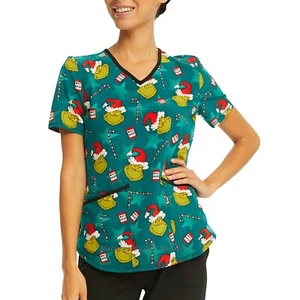 The Grinch Scrub Top Shirt Christmas Womens Size 2XL 2X Plus Dr. Seuss Holiday - Picture 1 of 4