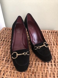Coach Aubry Black Suede Leather Classic Mid Heel Pump Size US 9.5 B RET $198 - Picture 1 of 4