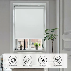 Insulated 36"x72" Cordless Blackout Roller Shades Window Blinds Waterproof White - Picture 1 of 9