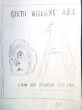 SIGNED ORIGINAL PENCIL DRAWING CAT & ABC BOOK.  GARTH WILLIAMS OF STUART LITTLE