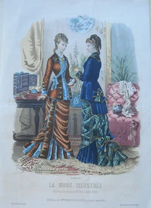 Mode 1878 prachtvoller altkolorierter Kupfestich Paris Desquange 1878 - Picture 1 of 2