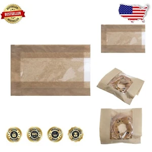 500 Pack of Portable Kraft Paper Window Bags - Ideal for Deli & Bakery Foods - Picture 1 of 6