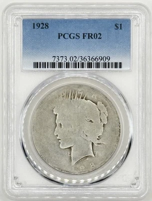 1928 Peace Silver Dollar PCGS F02 *Key Date Low Ball*  - Image 1 of 2