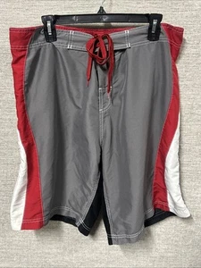 Men’s Vintage Y2K Sideout Red White Grey Black Swim Trunks Size 36 - Picture 1 of 3