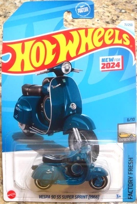 2024 HOT WHEELS FACTORY FRESH #6/10 BLUE VESPA 90 SS SUPER SPRINT (1966) - Image 1 of 4