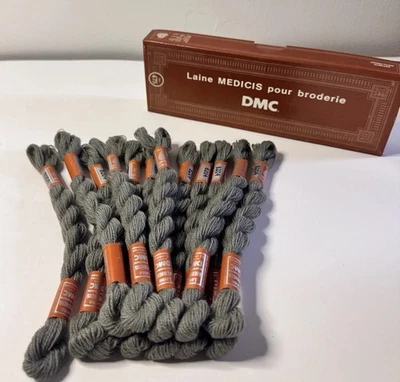 Vintage DMC Embroidery Floss 100% Wool Laine Medicis NOS 12 Skeins Color 8204 - Image 1 of 4