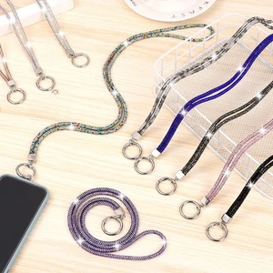 Chain Straps Rhinestone Phone Lanyard Crystal Anti-lost Rope Hanging Cord - Photo 1 sur 26