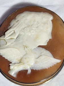 Viktorianische Friedenskamee Königin & Taube geschnitzte Muschel - Bild 1 von 4