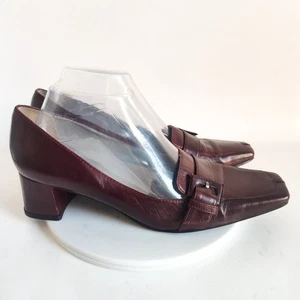 Bcbg Heels Size 8.5 Vintage 90s Y2K Leather Square Toe Low Block Heels Burgundy - Picture 1 of 12