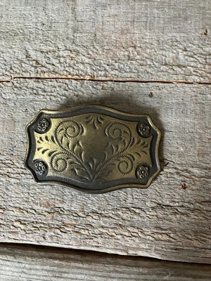 Vintage Women's Belt Buckle Brass Tone Floral Southwestern Western Cowgirl - Image 1 of 2