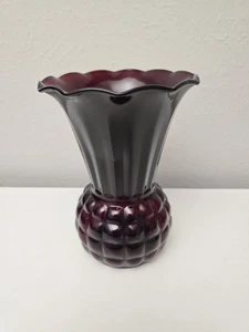 Vintage Anchor Hocking ROYAL RUBY GLASS VASE Stylized Pineapple form 1950s - Picture 1 of 9