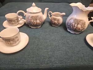 Vintage Avon Currier & Ives Wnter Grist Mill tea pot pitcher Nice Christmas gift - Picture 1 of 23