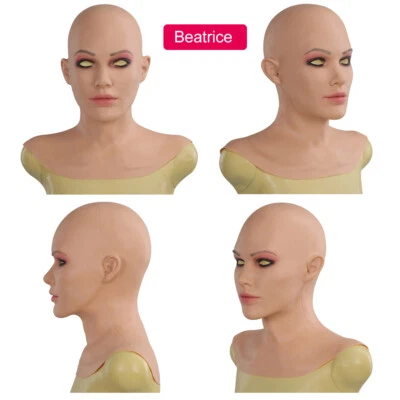 Máscara femenina de silicona realista sombreros máscaras faciales para travesti drag queen Foto 1 de 4