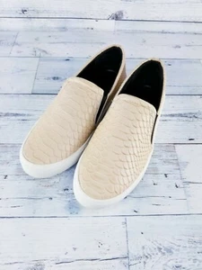 H by HALSTON $86 Snake Embossed Leather Slip-On Sneaker- Cream- Size 7.5 M - Picture 1 of 11