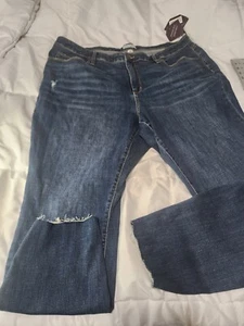 Women's Ava & Viv Plus Size  24W Distressed   Hem Blue  - Picture 1 of 8