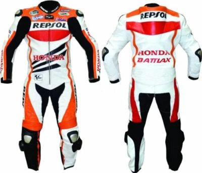 REPSOL VÊTEMENT EN CUIR DE MOTOCYCLETTE COSTUME CUIR BIKER VESTE PANTALON 48,56 - Photo 1/2