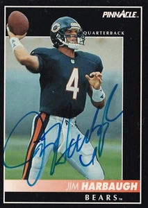 JIM HARBAUGH SIGNED AUTO'D 1992 PINNACLE CARD #189 CHICAGO BEARS COLTS RAVENS - Picture 1 of 4