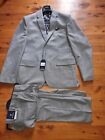 Ben Sherman 2 Piece Regular Fit Grey  Suit 44R  Blazer /( 38X32 Pant) New