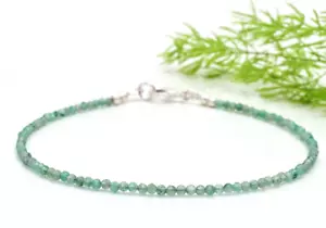 Green Emerald Choker Delicate Stone Beads Necklace Emerald Crystal Dainty Choker - Picture 1 of 4