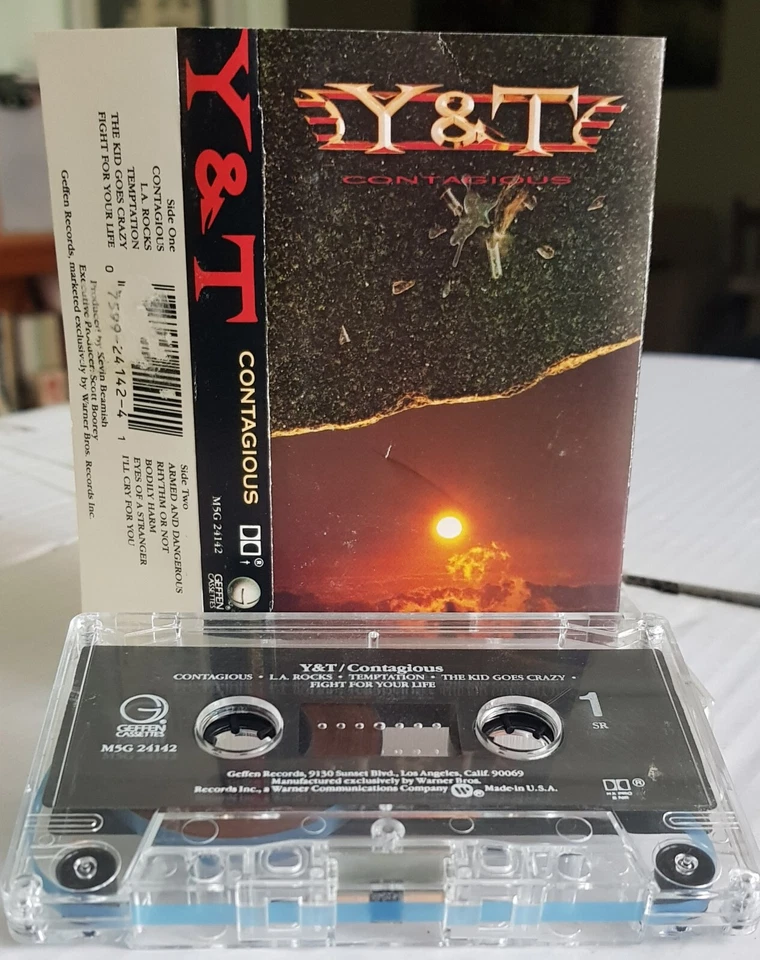 Y & T ‎– Contagious - 1987 USA cassette tape excellent, cover VG - Image 1 of 1