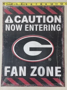 Georgia Bulldogs NCAA Caution Fan Zone Tin Sign Bar or Man Cave Décor 16 X 12.5 - Picture 1 of 5