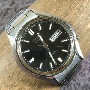 Vintage Seiko Men 6309-8239 Black Dial Formal Day Date Automatic Watch 7 1/2" - Picture 1 of 14