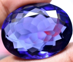 Lab Created 69.70 Ct Violet Blue Tanzanite GGL Certified Sparkling AAA+ Gemstone - Picture 1 of 7