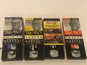 Lot of 4 Tae-Bo VHS Tapes Billy Blanks Workout Exercise Videos Basic Advanced - Picture 1 of 4
