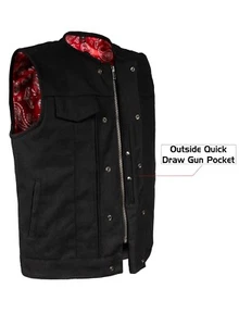 Chaleco delineador rojo bandana de lona para hombre 2 bolsillos pistola pete - Imagen 1 de 5