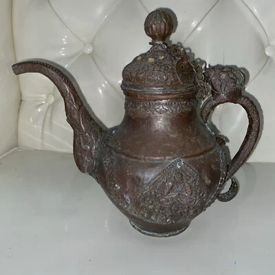 Tetera Tibetana Antigua Latón Cobre De Colección ¡Rara! Foto 1 de 4