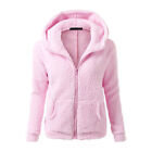 Women Jacket Solid Color Breathable Hooded Long Sleeves Winter Jacket with Hat