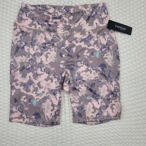 Bebe Sport Women's Bike Shorts With Pockets Poly Spandex Abstract Pattern Sz 1X - Picture 1 of 11