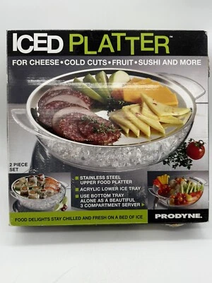 Prodyne Iced Platter 2 Piece Set Upper Stainless Steel Bottom Clear Acrylic~NEW~ - Image 1 of 4