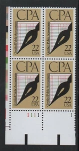 ALLY'S STAMPS US Plate Block Scott #2361 22c CPA - Accounting [4] MNH F/VF [STK] - Picture 1 of 1